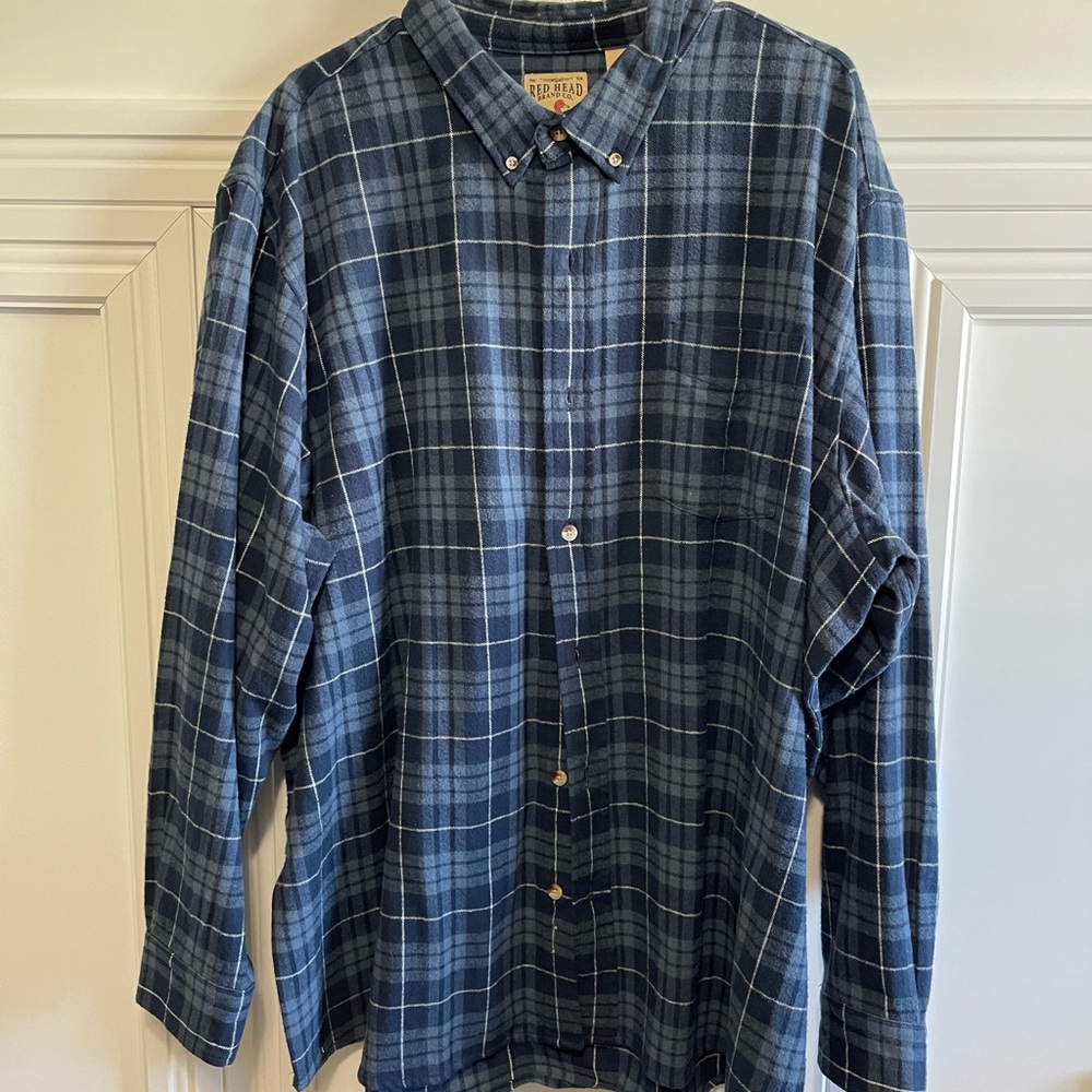 Blue RedHead Casual Button Down Shirt with Plaid Design